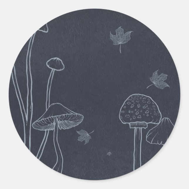 Pegatina Redonda Mushroom de la Marina Oscura Chalk (Anverso)