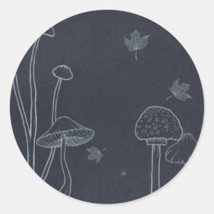 Pegatina Redonda Mushroom de la Marina Oscura Chalk