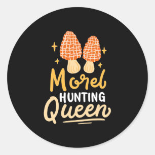 Pegatina Redonda Mushroom Morel Hunting Queen