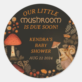 Pegatina Redonda Mushroom Woodland Animal Forest Baby Shower