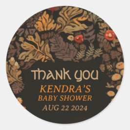 Pegatina Redonda Mushroom Woodland Fungi Baby Shower