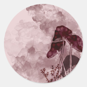 Pegatina Redonda Mushrooms de Burgundy Neon