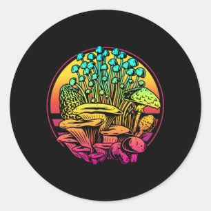 Pegatina Redonda Mushrooms Vaporwave