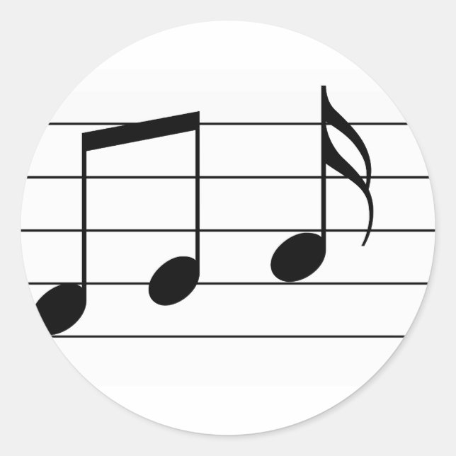 Pegatina Redonda Music illustration. Eighth and sixteenth notes. (Anverso)