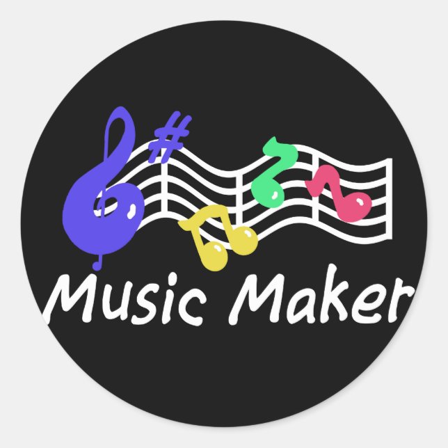 Pegatina Redonda Music Maker (Anverso)