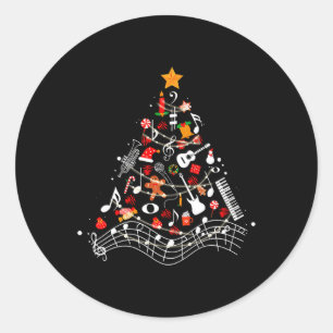 Pegatina Redonda Music Notes Christmas Tree Musical Teacher Music X
