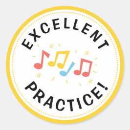 Pegatina Redonda Music Notes Reward Excelente profesor de prácticas