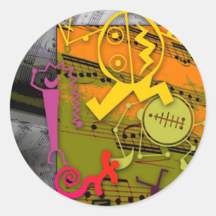 Pegatina Redonda Música 01