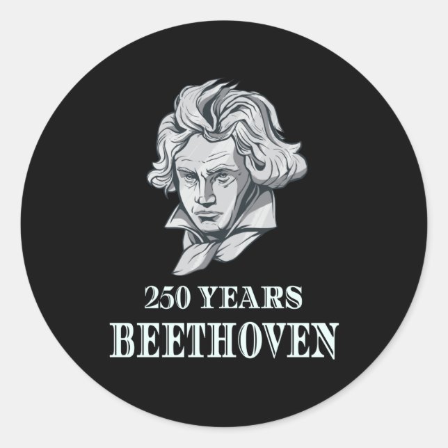 Pegatina Redonda Música - 250 Años De Ludwig van Beethoven (Anverso)