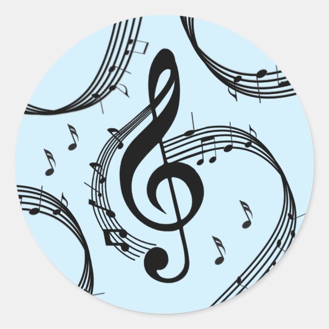 Pegatina Redonda Música Climactic G Clef Blue (Anverso)
