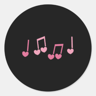 Pegatina Redonda Música Corazón Nota Musical Divertido Músico Niños