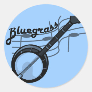 Pegatina Redonda Música de bluegrass con banjo