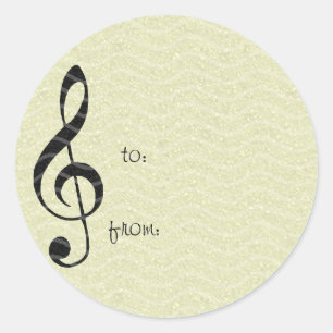 Pegatina Redonda música de clave de violín