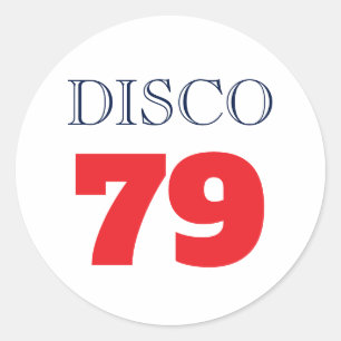 Pegatina Redonda Música de Entretenimiento Disco 79 Pop Art Retro