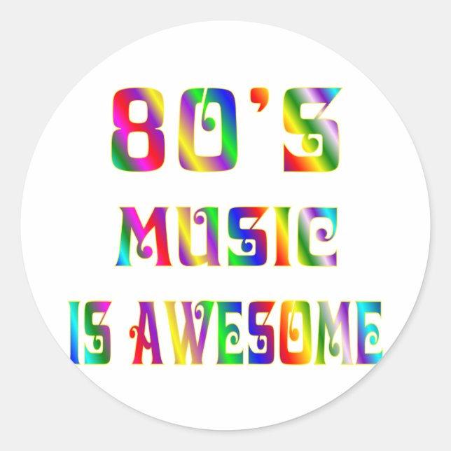 Pegatina Redonda Música de los años 80 (Anverso)