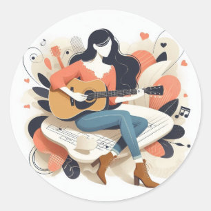 Pegatina Redonda Música de moda