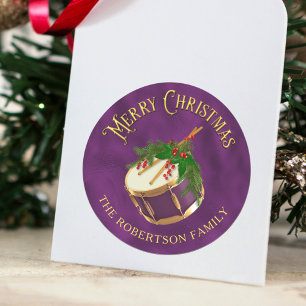 Pegatina Redonda Música de Navidad elegante personalizada para tamb