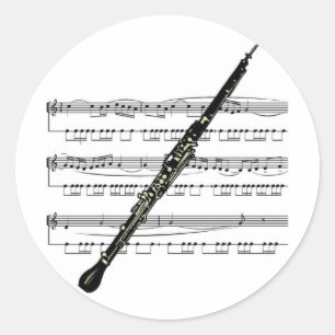 Pegatina Redonda Música de Oboe 01 B