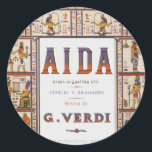 Pegatina Redonda Música de ópera vintage, Aida egipcia por Verdi<br><div class="desc">Diseño musical de ilustracion vintage de Aida, una ópera en cuatro actos de Giuseppe Verdi a un libreto italiano de Antonio Ghislanzoni, basado en un escenario escrito por el egiptólogo francés Auguste Mariette. Aida se presentó por primera vez en la Ópera Khedivial de El Cairo el 24 de diciembre de...</div>