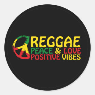 Pegatina Redonda Música de reggae con citas positivas