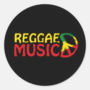 Pegatina Redonda Música de reggae - modelo2b-círculo-negro