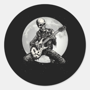 Pegatina Redonda Música de rock de guitarra Halloween niños