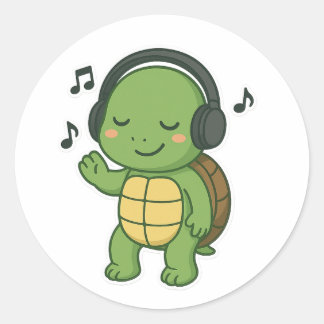 Pegatina Redonda Música de tortuga