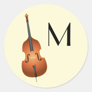 Pegatina Redonda Música de Upright Bass Jazz