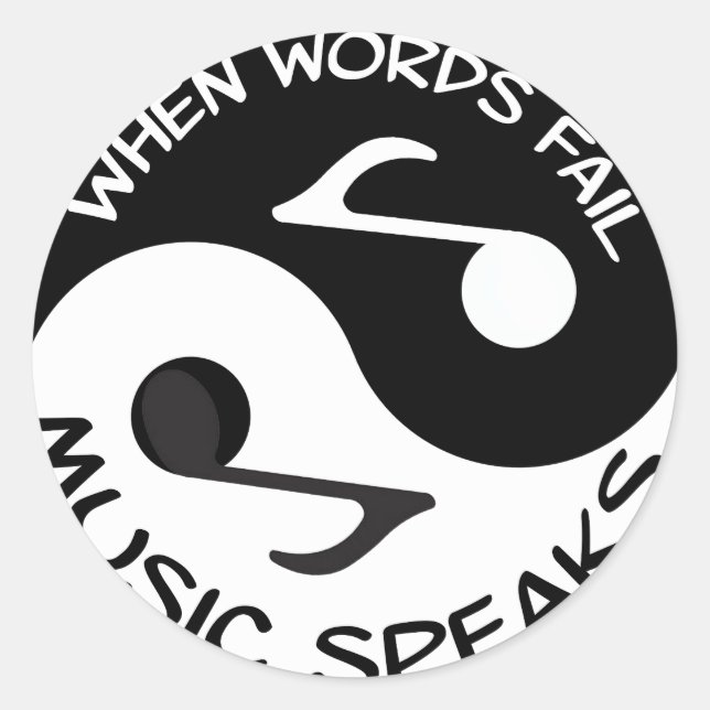 Pegatina Redonda Música de Yin yang (Anverso)