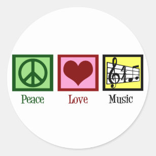 Pegatina Redonda Música del amor de la paz
