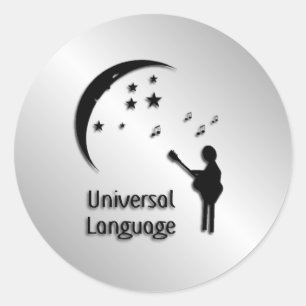 Pegatina Redonda Música del lenguaje universal