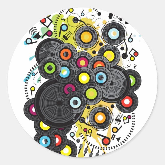 Pegatina Redonda música del siglo XX (Anverso)