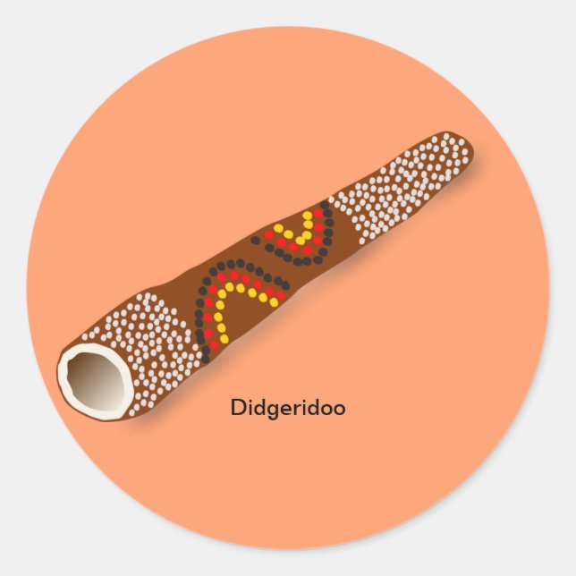 Pegatina Redonda MÚSICA: Didgeridoo (Anverso)