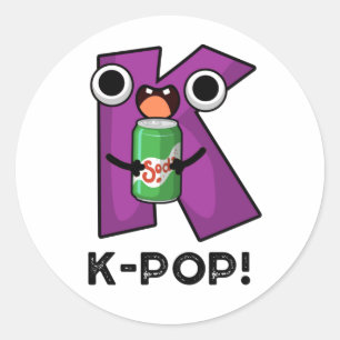 Pegatina Redonda Música divertida K-Pop Soda Pop Pun