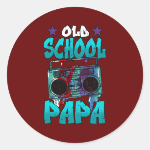 Pegatina Redonda Música Hip Hop Trap Boombox Papa Old School Hombre