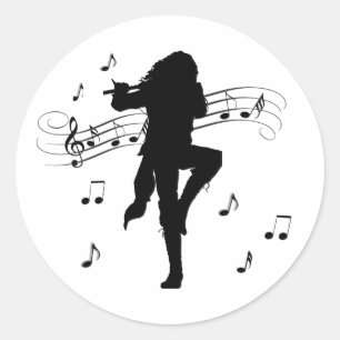 Pegatina Redonda Música impresionante de flautista solitario