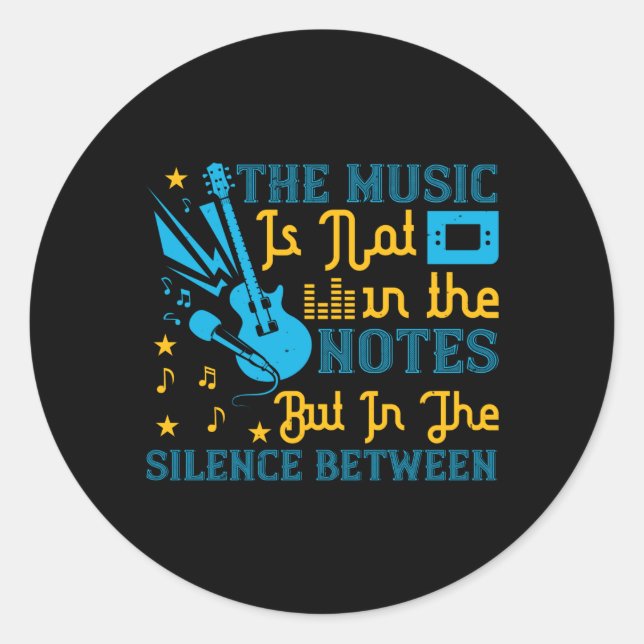 Pegatina Redonda Música - La música no está en las notas (Anverso)