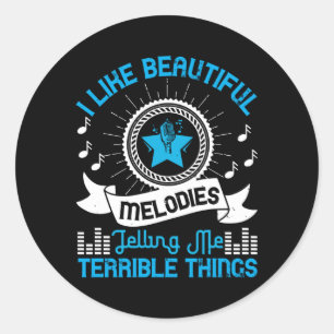 Pegatina Redonda Música - Me Gustan Las Melodías Hermosas