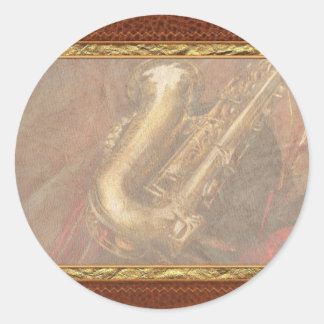 Pegatina Redonda Música - Metal - Saxofón