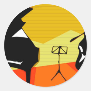 Pegatina Redonda Música piano violín