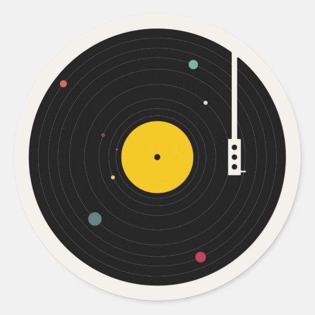 Pegatina Redonda Música por todas partes | Florent Bodart (Anverso)