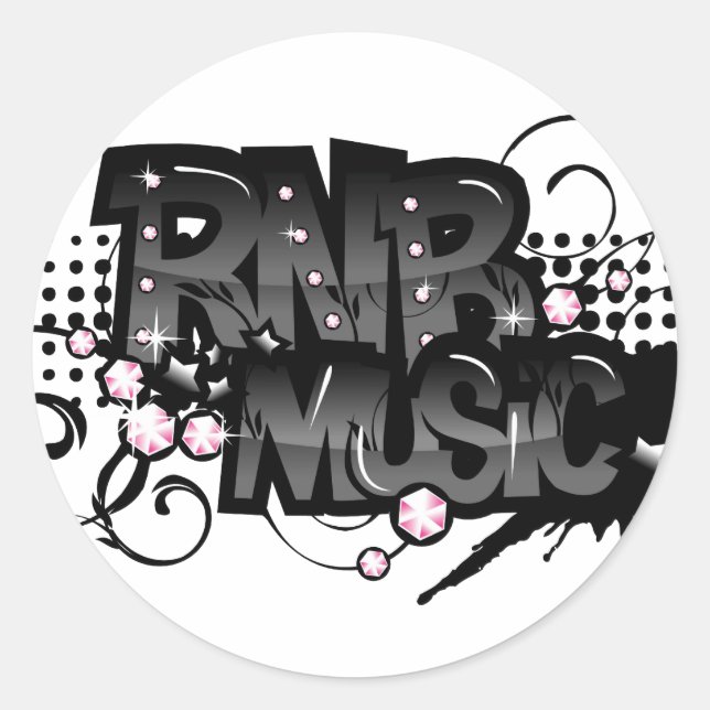Pegatina Redonda Música RNB (Anverso)