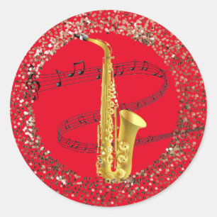 Pegatina Redonda Música saxofónica