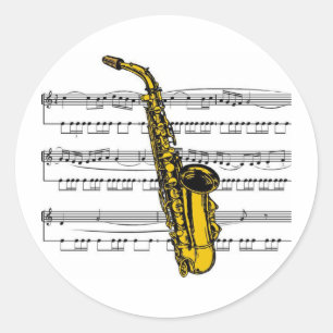 Pegatina Redonda Música saxofónica 13 B
