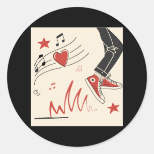 Pegatina Redonda Música Snicker Colorful Expressive Digital Art Ill