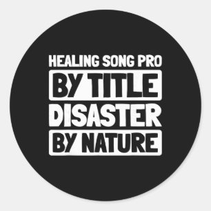 Pegatina Redonda Música Terapéutica Sanando la Salud Mental - Músic
