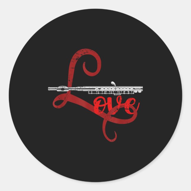 Pegatina Redonda Musician Flutist Valentines Day Gift Orchestra Flu (Anverso)