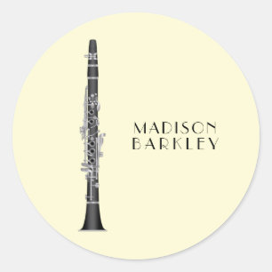 Pegatina Redonda Músico Clarinet Music Teacher Band