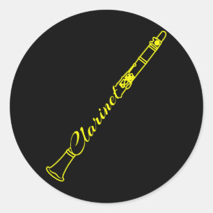 Pegatina Redonda Músico de música Clarinet Marcha Banda Clarinetist