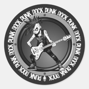 Pegatina Redonda Músico de Rock Punk Guitarrista Músico Genial Rock